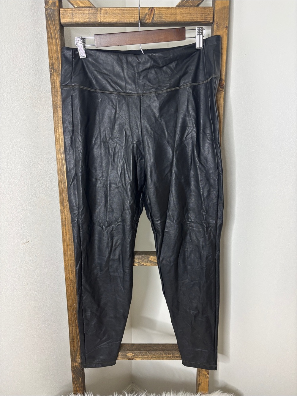Athleta Black Faux Leather Leggings Size L